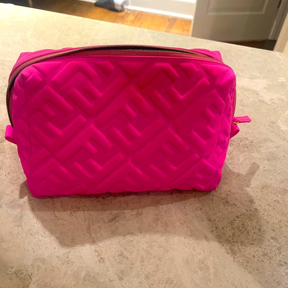 Fendi FF Logo Clutch Pouch Hot Pink